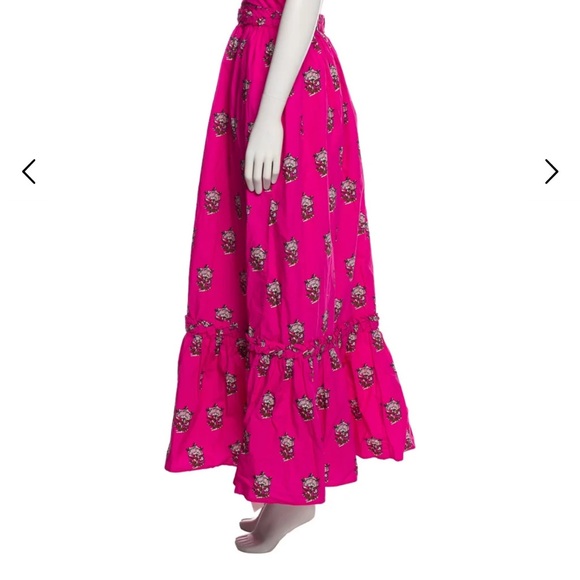 RHODE Bright Pink Floral Print Halter Maxi Dress - Picture 4 of 6